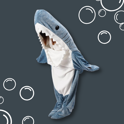 Cartoon Shark Blanket Hoodie - Warm Flannel Shark Onesie for Kids & Adults