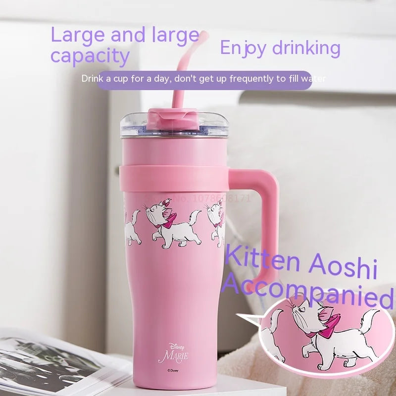 Disney Mary Cat Water Cup: Eco-friendly, 1600ml, with straw!